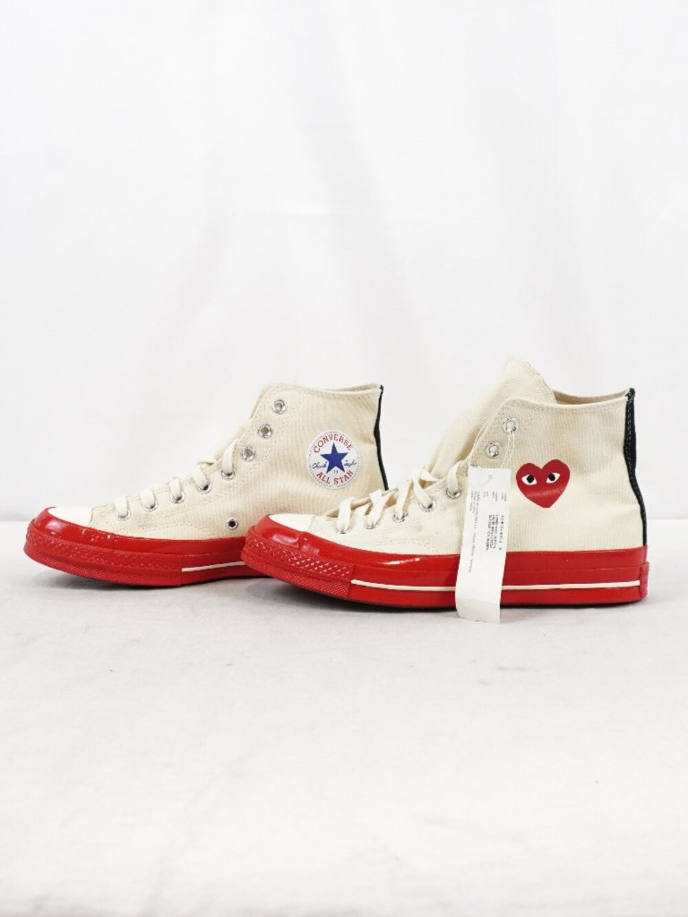Converse x Comme des Garçons Play High Top Sneakers in Cream and Red